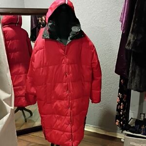 Red Hooded Puffer Coat